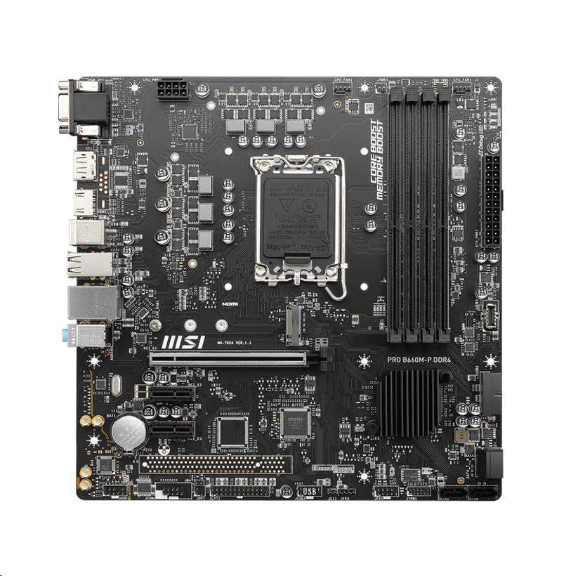 MSI MB Sc LGA1700 PRO B660M-P DDR4,  Intel B660,  4xDDR4,  1xDP,  1xHDMI,  1xVGA,  mATX2 