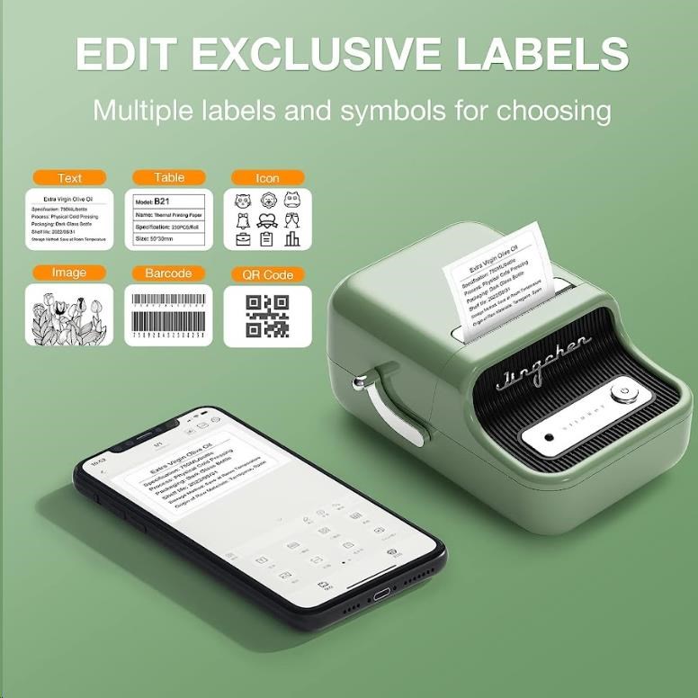 Niimbot Tiskárna štítků B21S Smart, zelená + role štítků 210ks2 