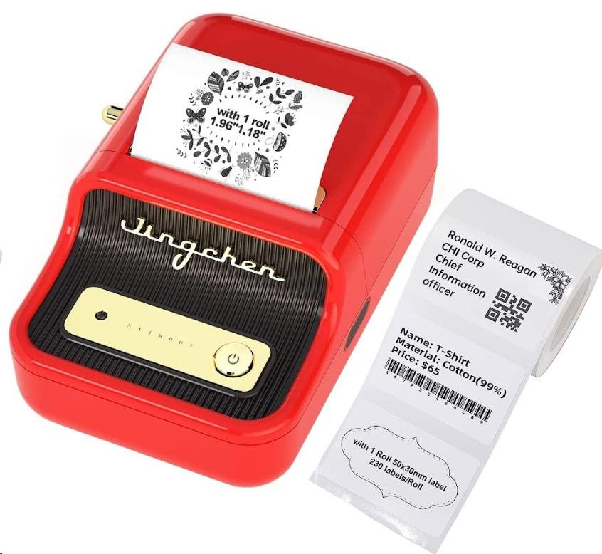 Niimbot Tiskárna štítků B21S Smart,  červená + role štítků 210ks0 
