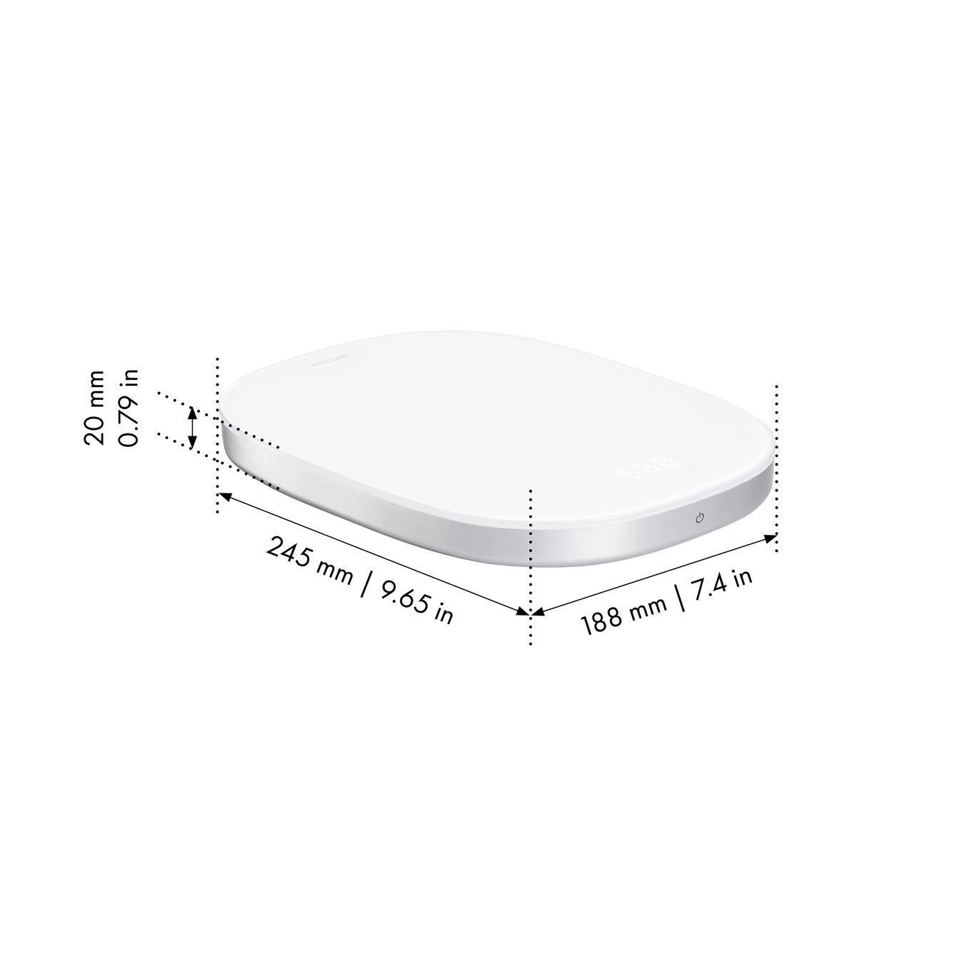 ZWILLING digitální kuchyňská váha, Li-ion baterie, USB napájení, sklo, stříbrná - Enfinigy1 