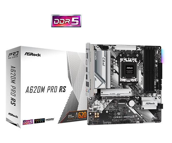 ASRock MB Sc AM5 A620M Pro RS,  AMD A620,  4xDDR5,  HDMI,  DP1 
