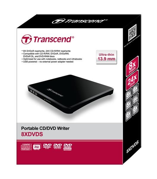 Externá DVD napaľovačka TRANSCEND slim,  USB 2.0,  čierna (+CyberLink Media Suite 10)3 