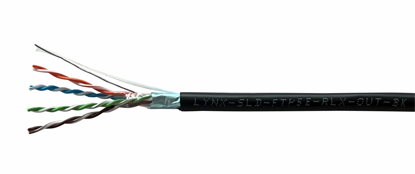 FTP venkovní kabel LYNX REELEX AIR, Cat5E, drát, PE, Fca, černý, 305m0 