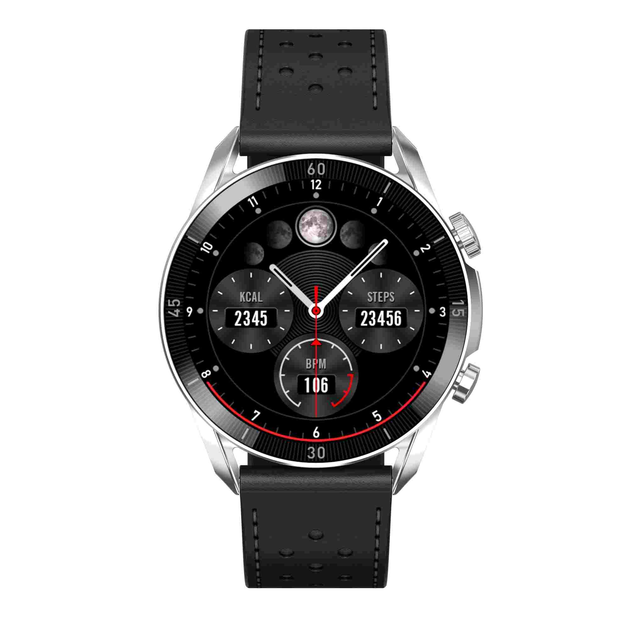 Garett Smartwatch V10 Silver-black leather0 
