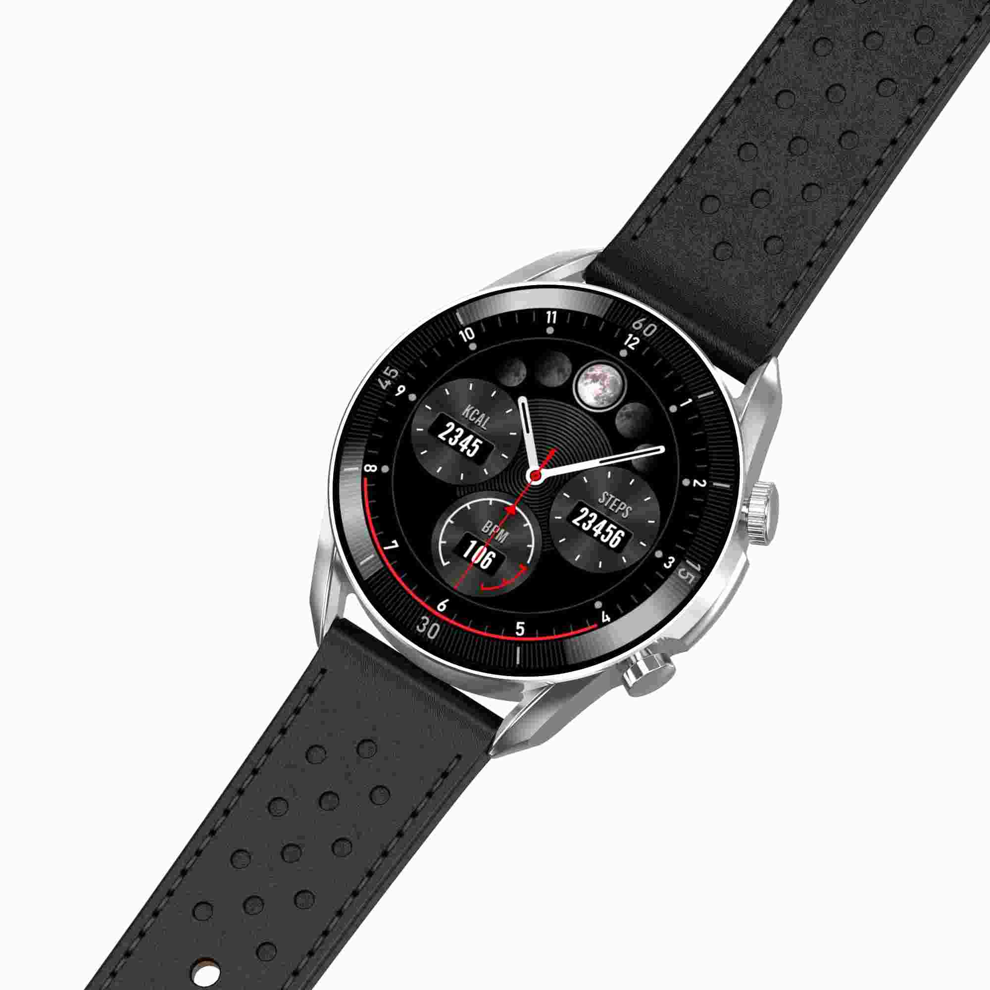 Garett Smartwatch V10 Silver-black leather1 