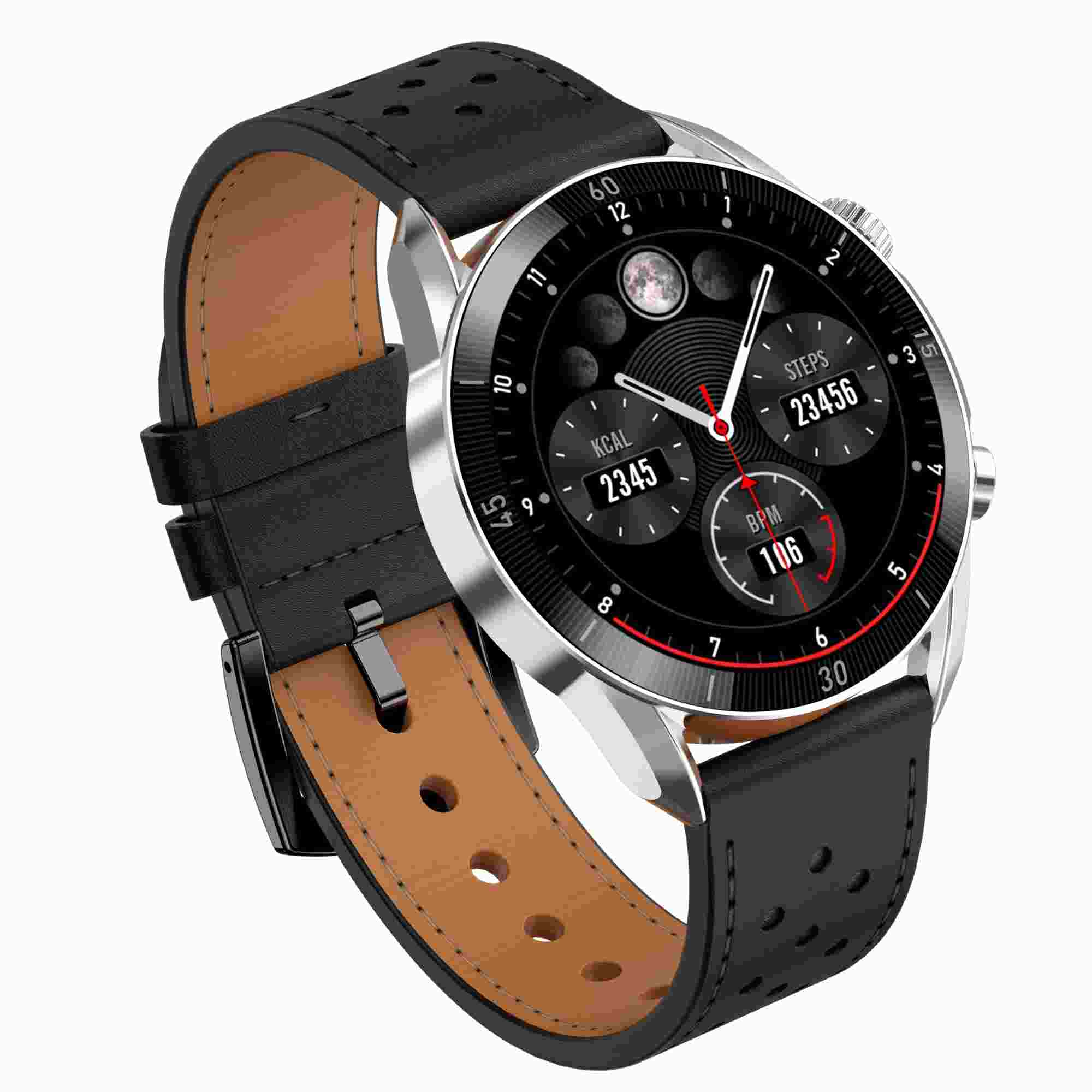 Garett Smartwatch V10 Silver-black leather4 