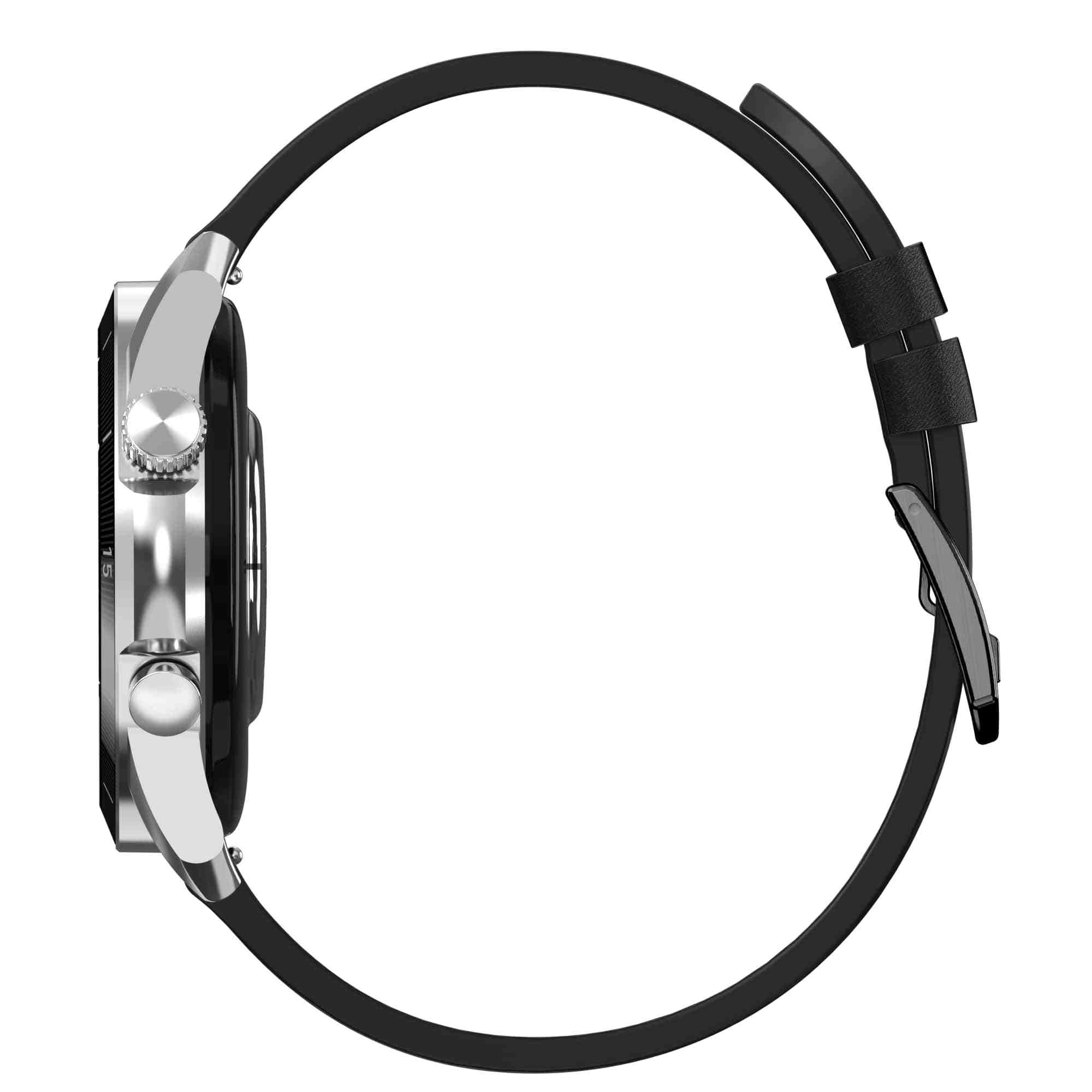 Garett Smartwatch V10 Silver-black leather2 
