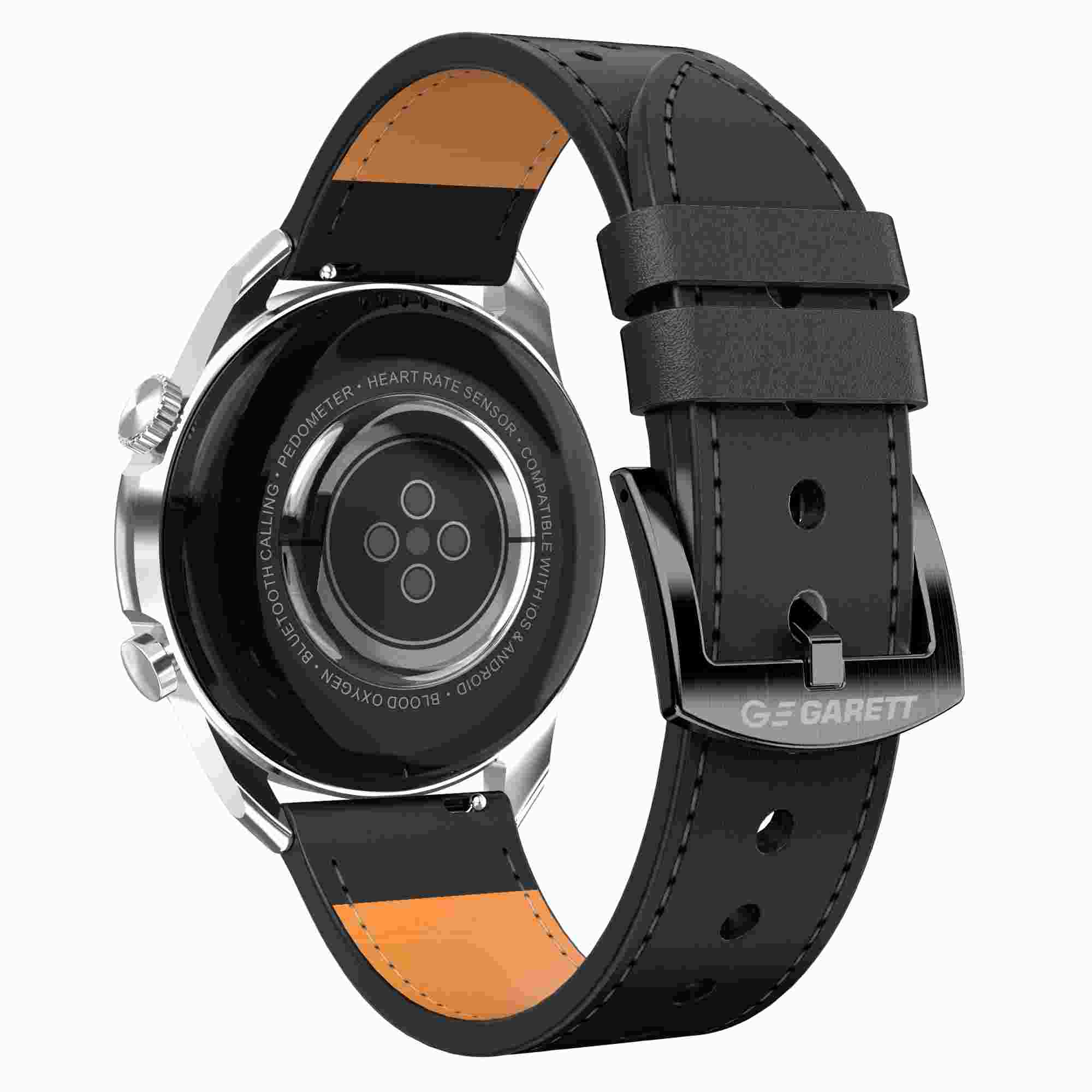 Garett Smartwatch V10 Silver-black leather5 