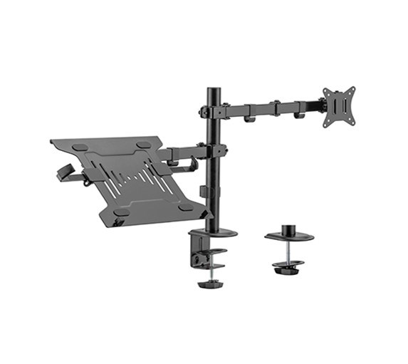 GEMBIRD Držák monitoru na stůl s podstavcem pro notebook MA-DA-03,  naklápěcí,  až do 32” a 9kg,  černý0 