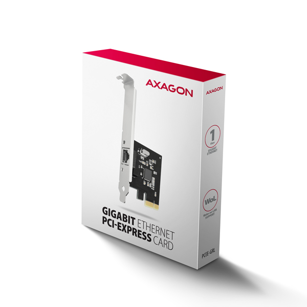 AXAGON PCEE-GRL,  PCIe sieťová karta - 1x Gigabit Ethernet port (RJ-45),  Realtek 8111L,  vr. LP0 
