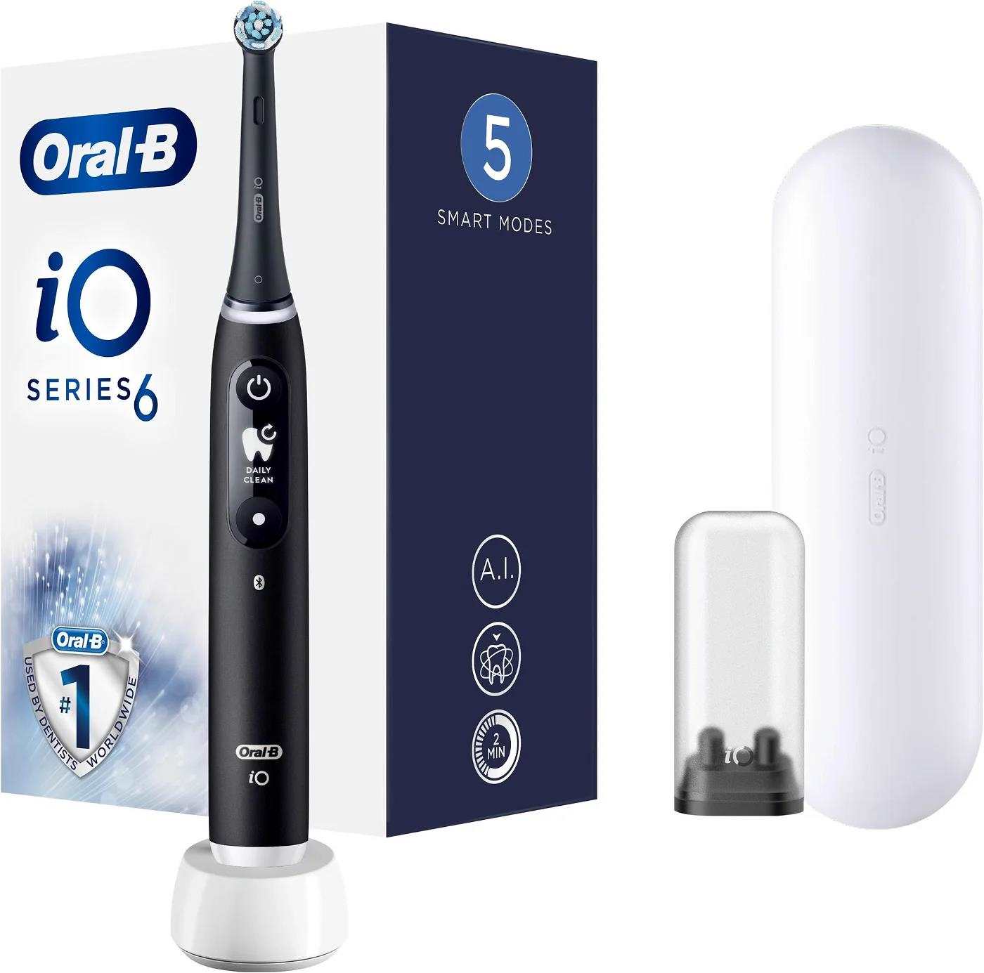 Oral-B iO6 elektrický zubní kartáček,  magnetický,  5 režimů,  displej,  umělá inteligence,  časovač,  černý0 