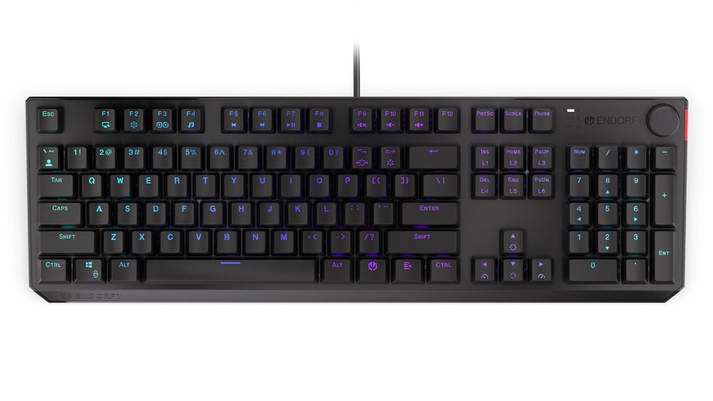 Endorfy herní klávesnice Thock Blue /  drátová /  blue switch /  mechanická /  US layout /  černá RGB6 