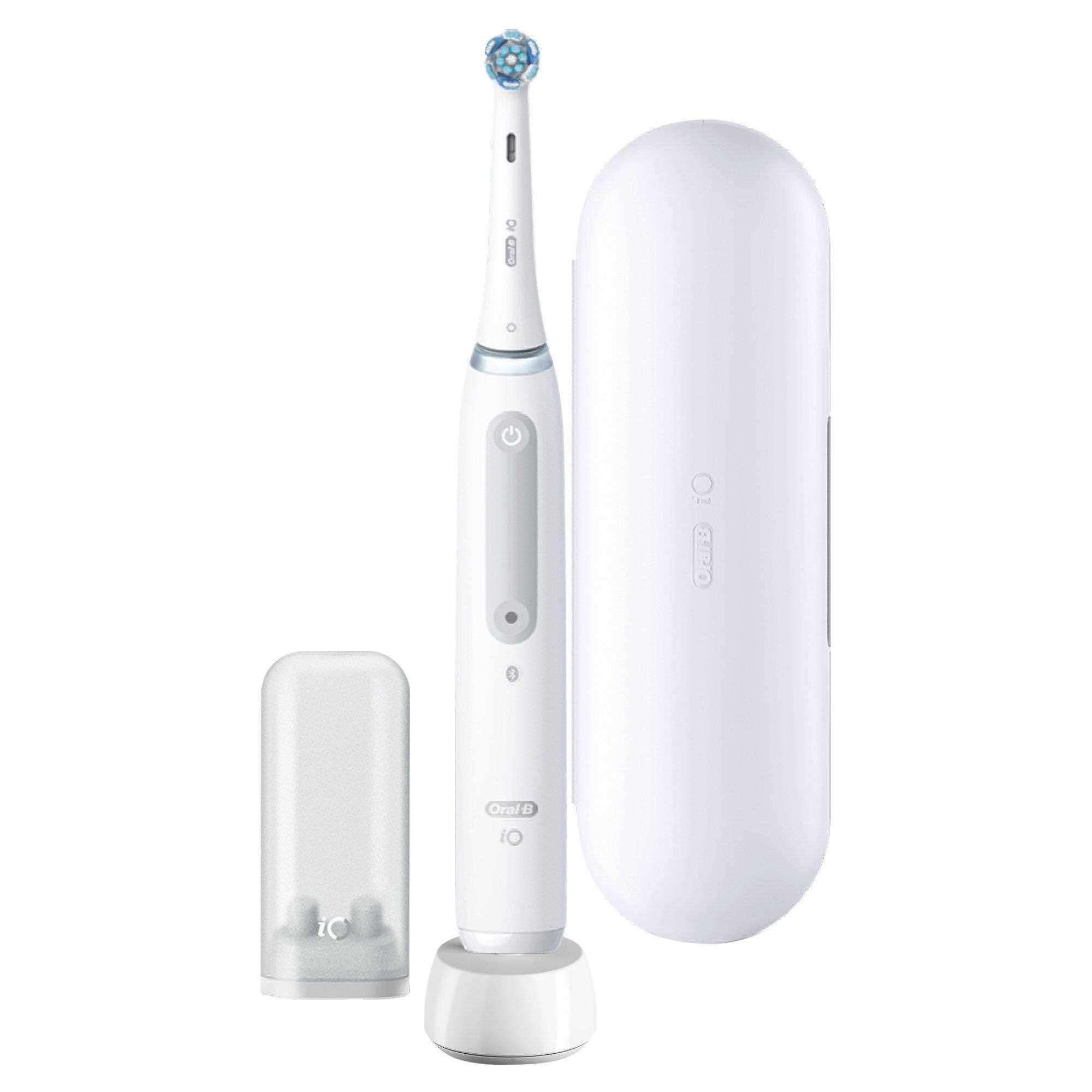 Oral-B iO4 Quite White elektrický zubní kartáček,  magnetický,  časovač,  4 režimy,  pouzdro,  bílý0 