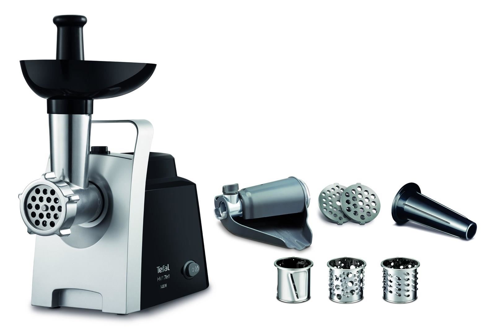 Tefal NE109838 mlýnek na maso, 1 400 W, samoostřicí nůž, 1700 g/min, bezpečnostní spínač, černý / stříbrný0 