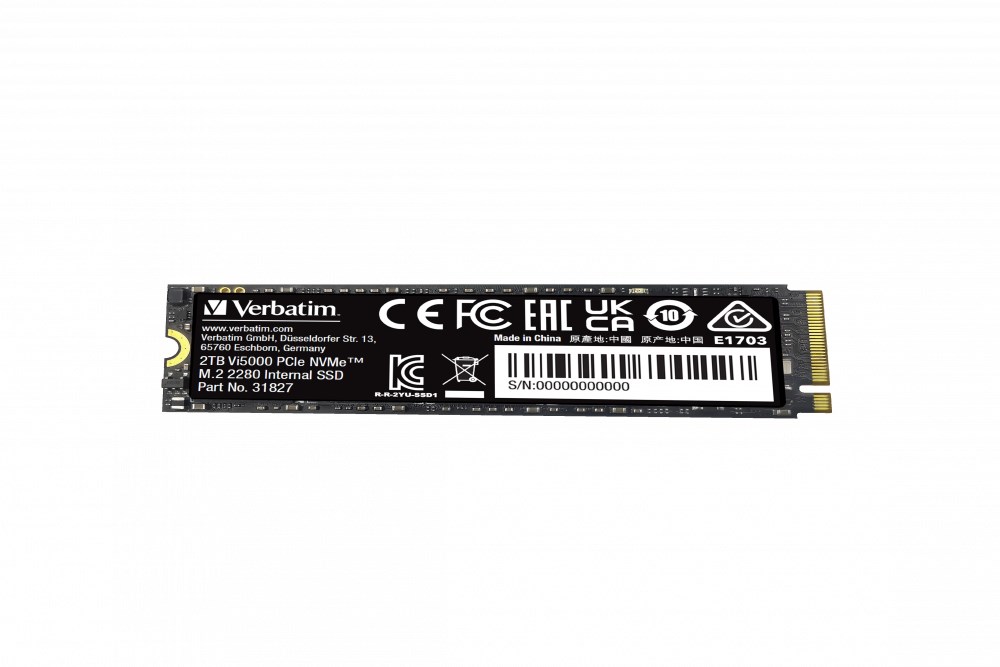 VERBATIM SSD Vi5000 Internal PCIe NVMe M.2 SSD 2TB ,  W 4300/  R 5000 MB/ s3 