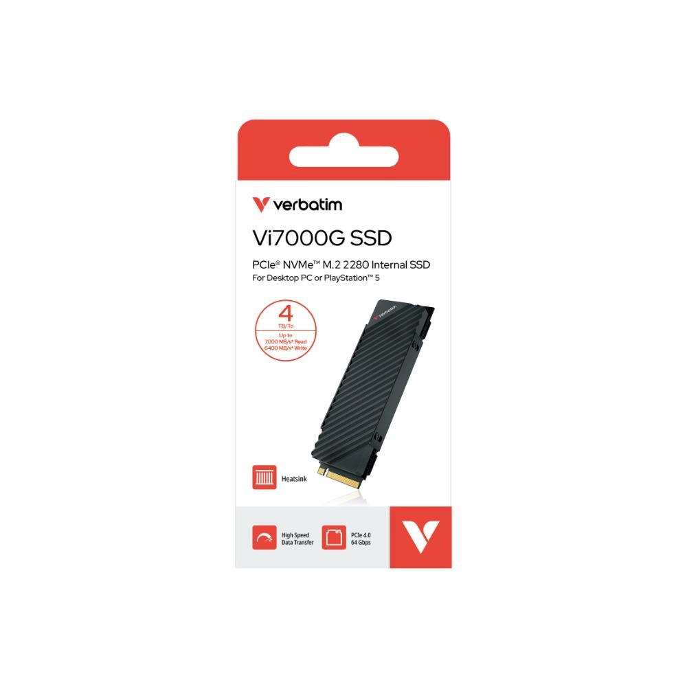 VERBATIM SSD Vi7000G Internal PCIe NVMe M.2 SSD 4TB ,  W 6700/  R 7400MB/ s1 