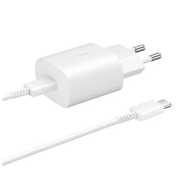 Samsung síťová nabíječka EP-TA800EWE + kabe EP-DA705BWE USB-C,  25W,  bílá,  (bulk)0 