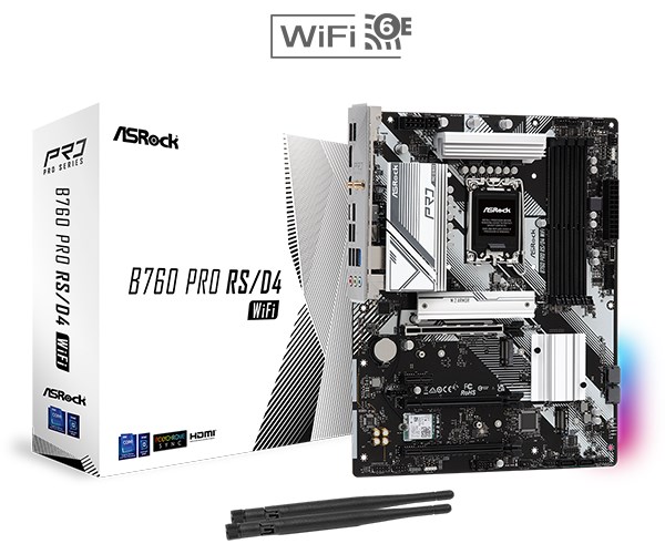 ASRock MB Sc LGA1700 B760 PRO RS/D4 WiFi, Intel B760, 4xDDR4, 1xDP, 1xHDMI, ATX0 