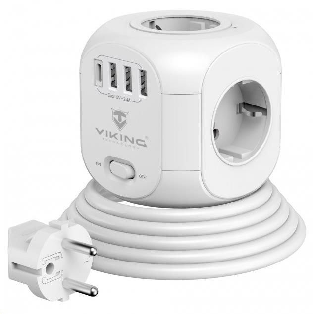 Sieťový adaptér Viking AC Cube, rozbočovač, 8 výstupov0 