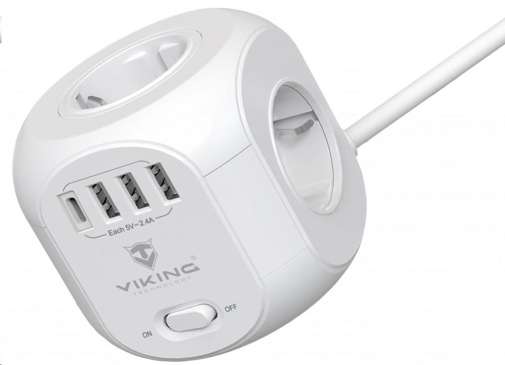 Sieťový adaptér Viking AC Cube, rozbočovač, 8 výstupov1 
