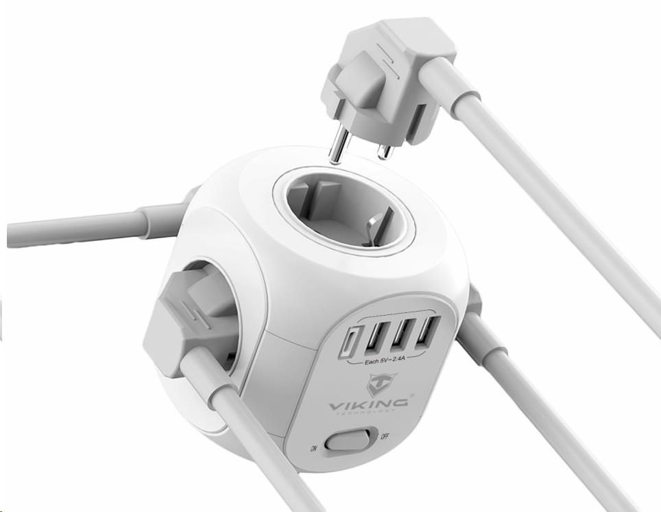 Sieťový adaptér Viking AC Cube, rozbočovač, 8 výstupov2 