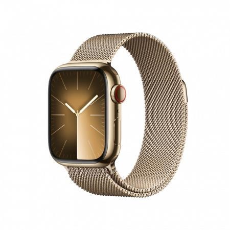 Apple Watch Series 9 GPS + Cellular 41mm Gold Stainless Steel Case with Gold Milanese Loop0 