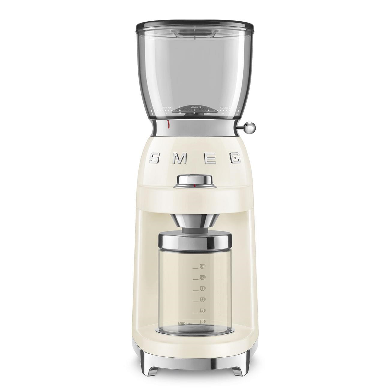 Smeg CGF11CREU mlýnek na kávu,  150 W,  nastavitelná hrubost,  nerezový mlýnek,  nádoba z tritanu,  krémový3 