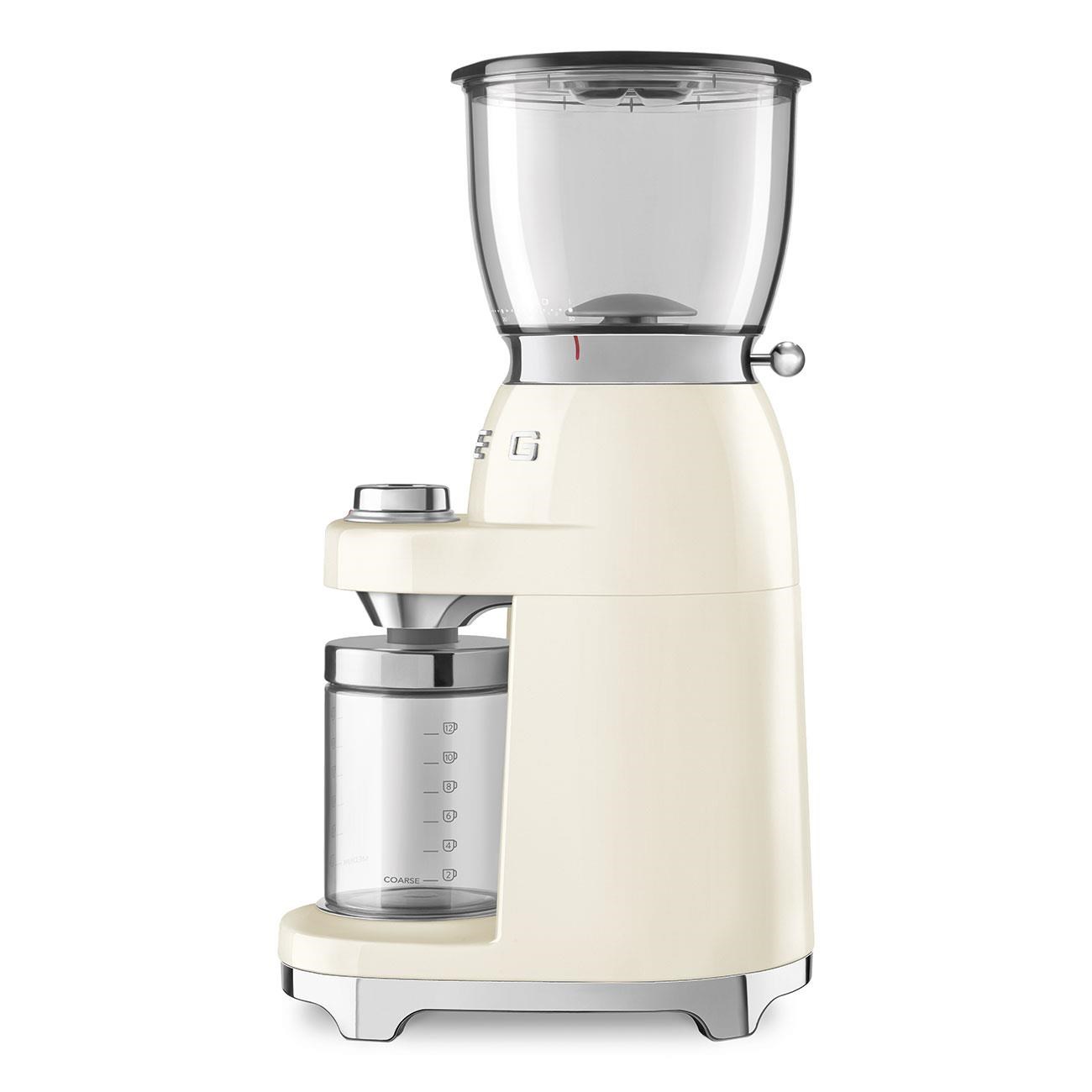Smeg CGF11CREU mlýnek na kávu,  150 W,  nastavitelná hrubost,  nerezový mlýnek,  nádoba z tritanu,  krémový0 