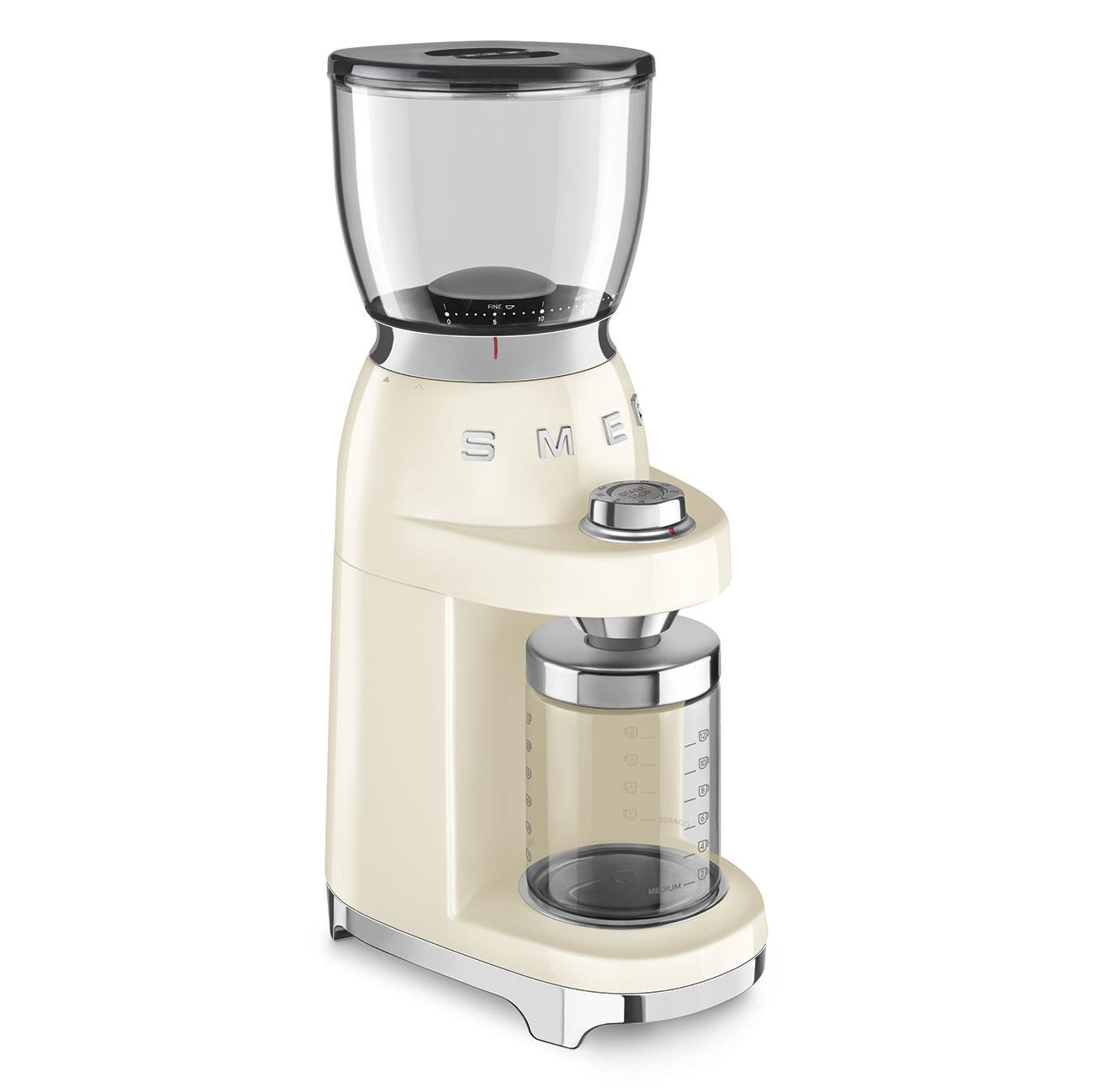 Smeg CGF11CREU mlýnek na kávu,  150 W,  nastavitelná hrubost,  nerezový mlýnek,  nádoba z tritanu,  krémový2 