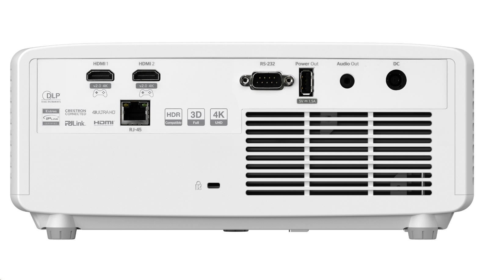 Optoma projektor UHZ35ST (DLP,  Laser,  UHD,  3500 ANSI,  2xHDMI,  RS232,  RJ45,  USB-A power,  repro 1x15W)3 