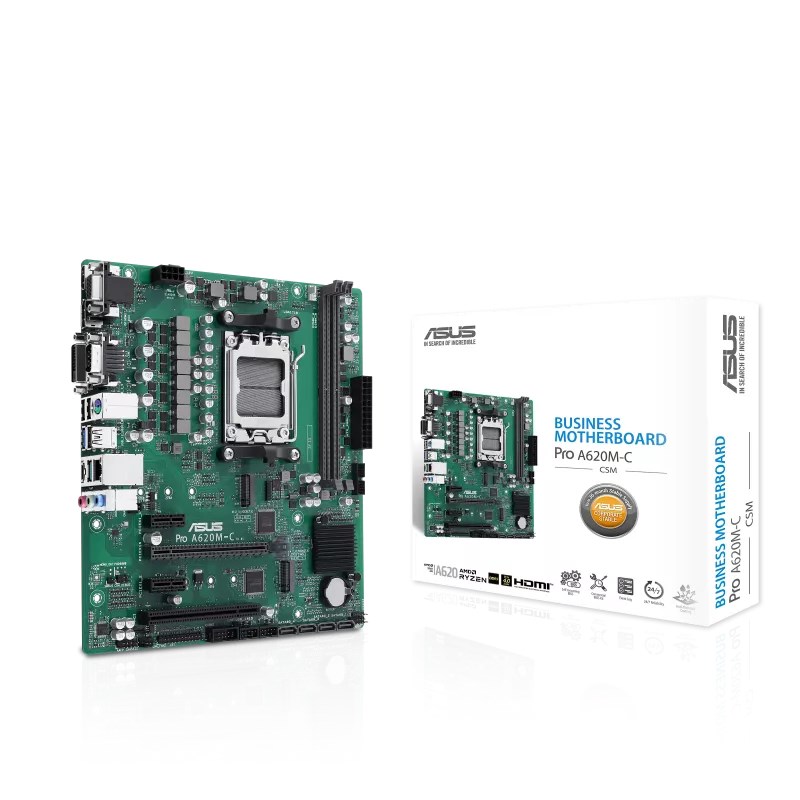 ASUS MB Sc AM5 Pro A620M-C-CSM,  AMD A620,  2xDDR5,  1xHDMI,  1xDP,  1xVGA,  1xDVI-D,  mATX0 