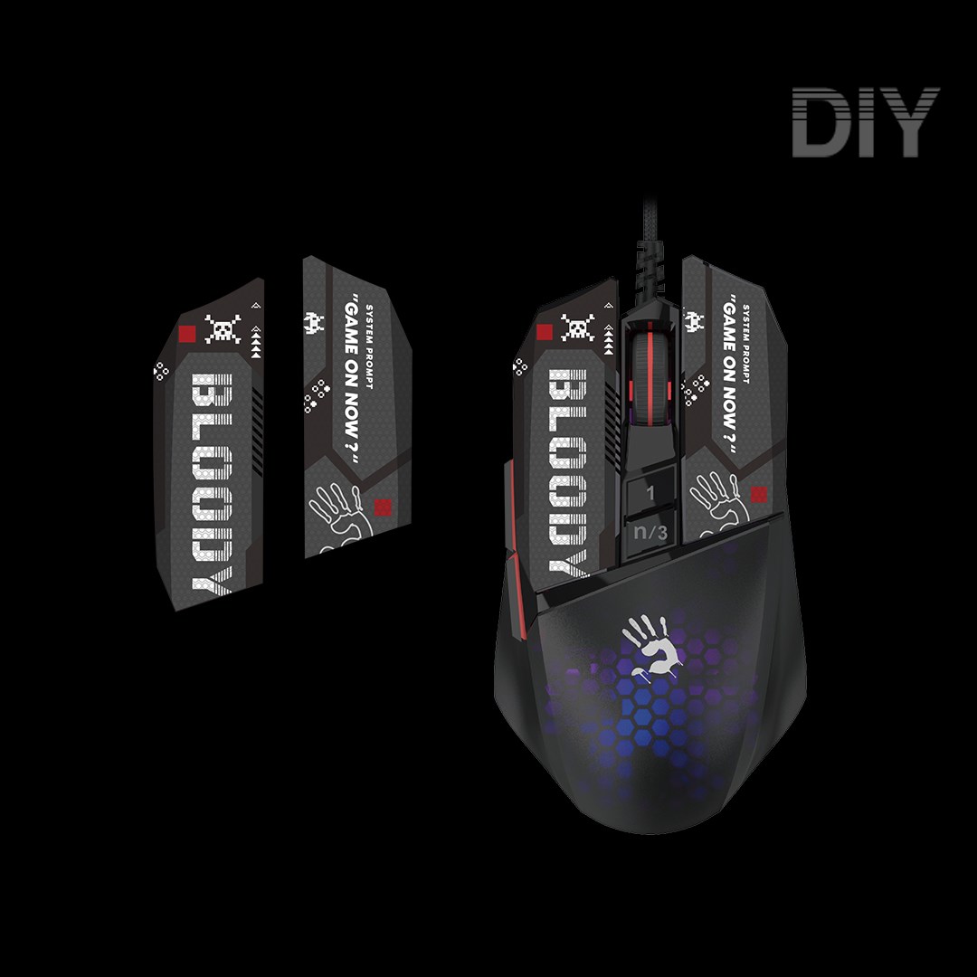 A4tech BLOODY W60 Max Mini, podsvícená herní myš, 12000 DPI, černá, USB4 