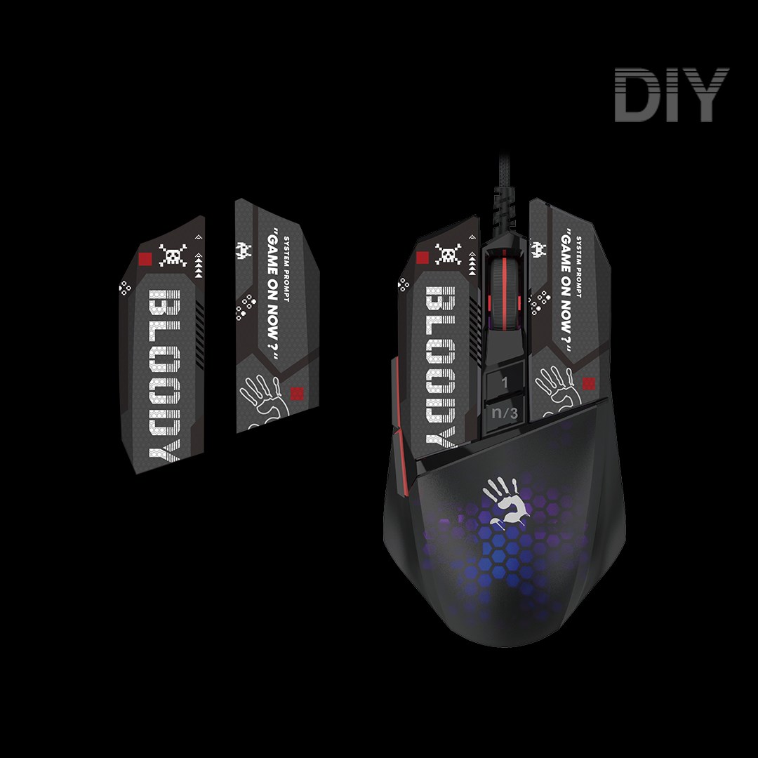 A4tech BLOODY W60 Max Mini,  podsvícená herní myš,  12000 DPI,  černá,  USB4 