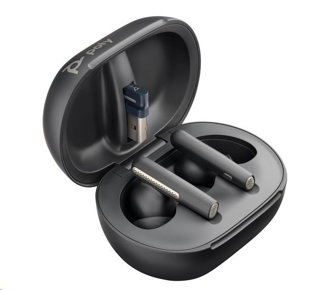 Poly Voyager Free 60+ MS Teams bluetooth headset,  BT700 USB-C adaptér,  dotykové nabíjecí pouzdro,  černá0 