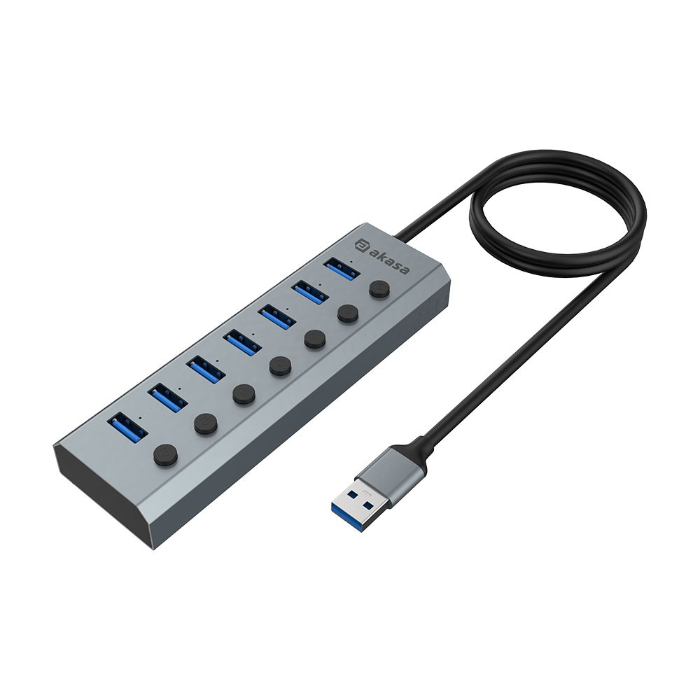 AKASA Hub 7 v 1,  USB-A 3.2 Gen 1,  šedá0 