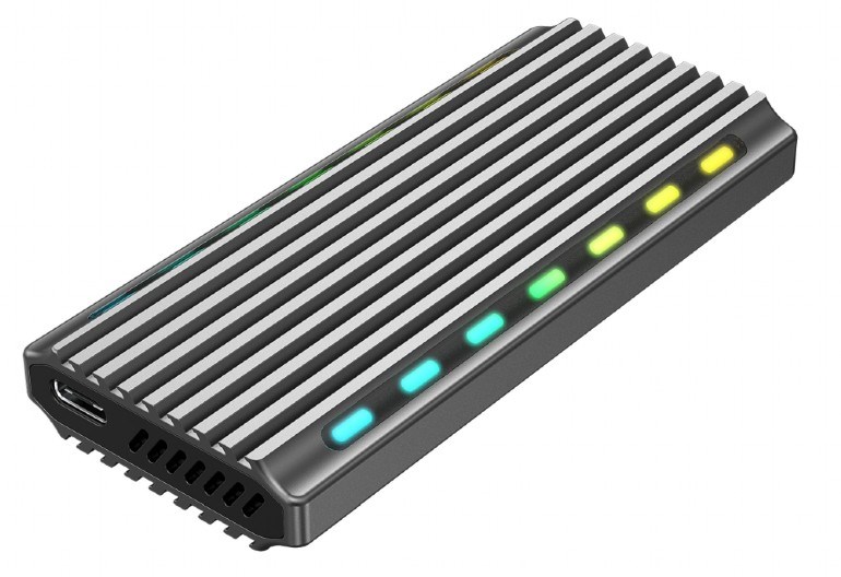 GEMBIRD externí box pro M.2 NVMe disky,  USB 3.1,  hliník,  podsvícení,  černá1 