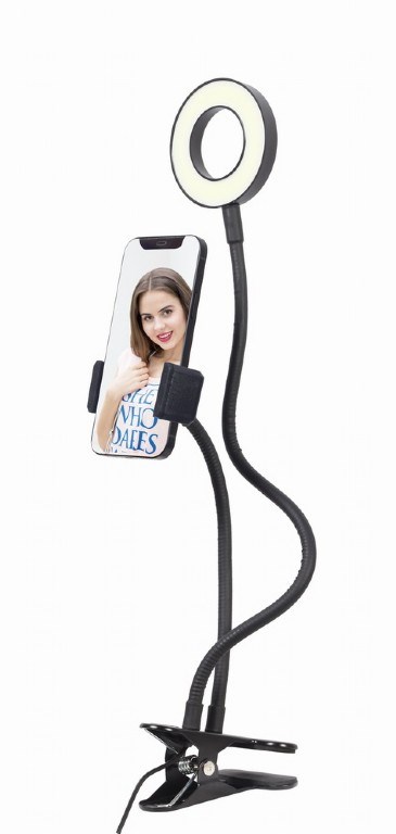 GEMBIRD selfie kampička LED ring s držákem telefonu,  USB2 