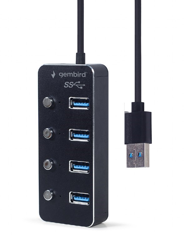 GEMBIRD hub,  4-port USB 3.1 (Gen 1) hub s vypínači1 