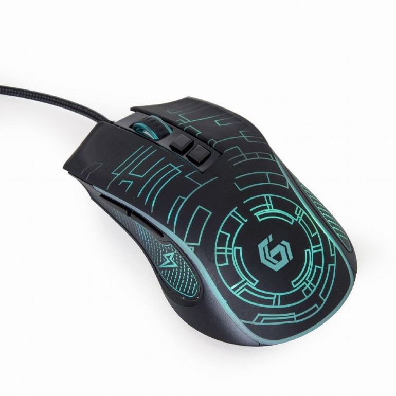 GEMBIRD myš MUSG-RGB-01,  podsvícená,  7 tlačítek,  černá,  3600DPI,   USB0 