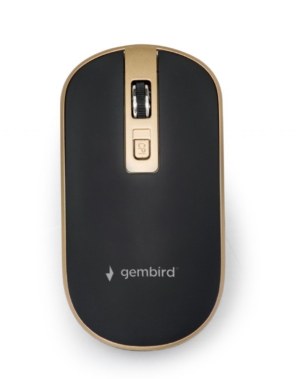 GEMBIRD myš MUSW-4B-06,  černo-zlatá,  bezdrátová,  USB nano receiver1 