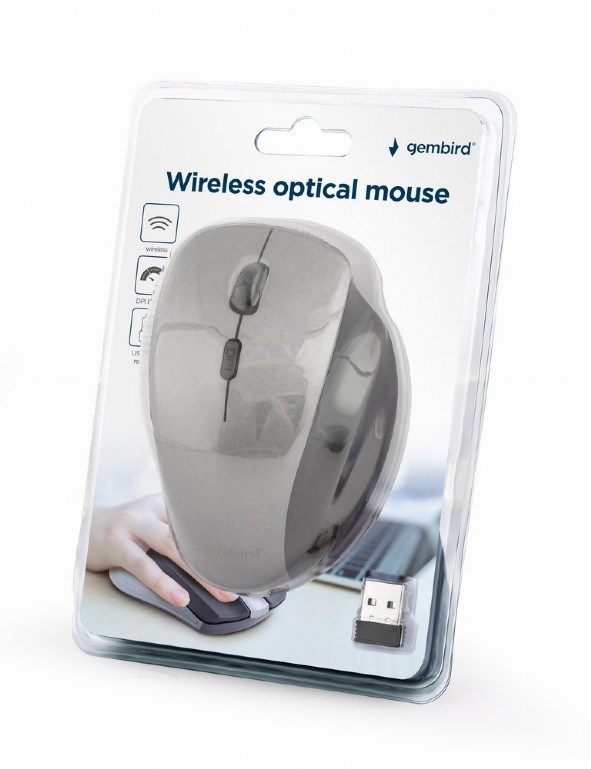 GEMBIRD myš MUSW-6B-02,  černo-stříbrná,  bezdrátová,  USB nano receiver2 