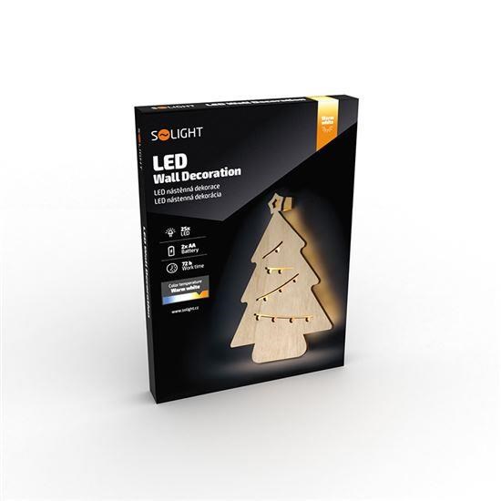 Solight LED nástěnná dekorace vánoční stromek, 24x LED, 2x AA5 