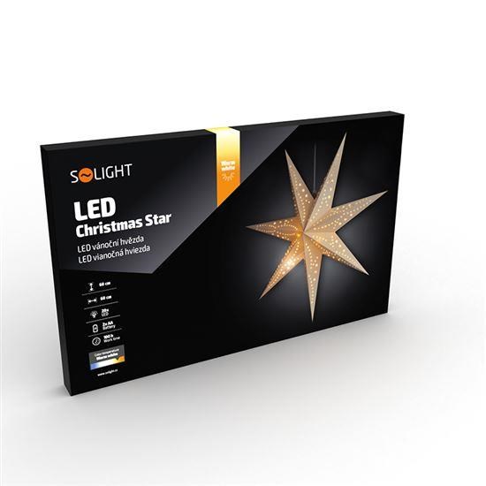 Solight LED vánoční hvězda,  závěsná,  60cm,  20x LED,  časovač,  2x AA8 