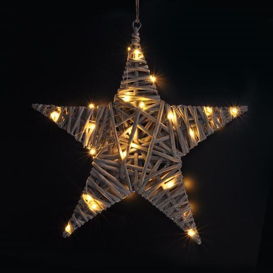 Solight LED ratanová hvězda,  40x LED,  2xAA,  40cm3 
