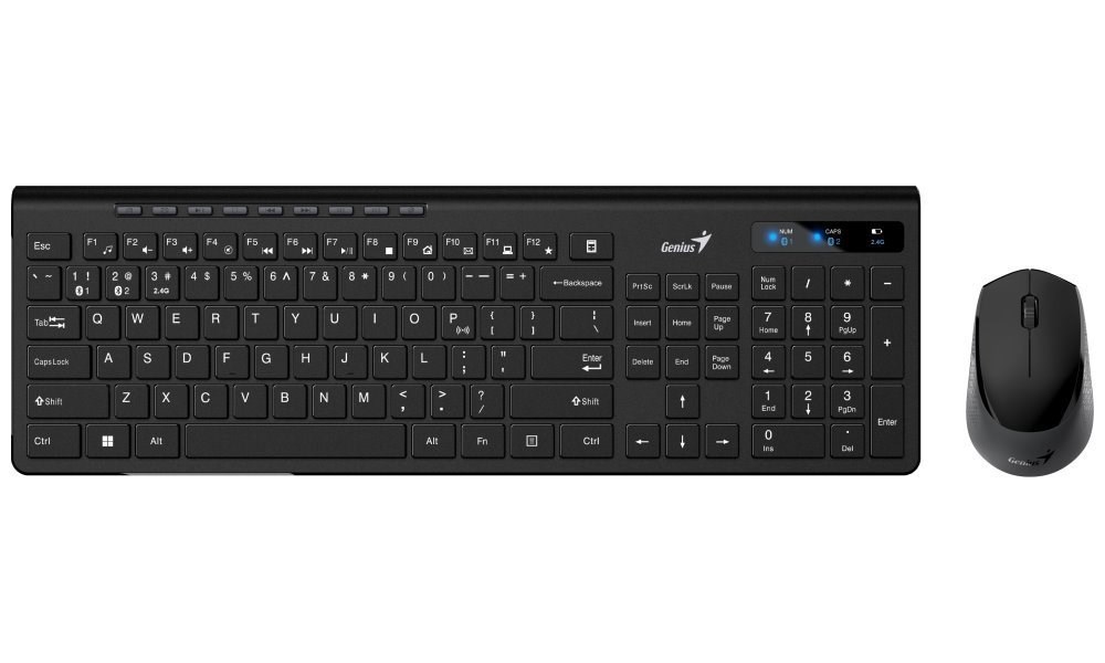 GENIUS set klávesnice+myš SlimStar 8230,  Bezdrátový set Bluetooth + 2, 4GHz,  USB,  CZ+SK layout,  černá0 