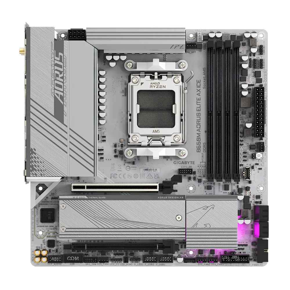GIGABYTE MB Sc AM5 B650M AORUS ELITE AX ICE,  AMD B650,  4xDDR5,  1xDP,  1xHDMI,  WI-FI,  mATX1 