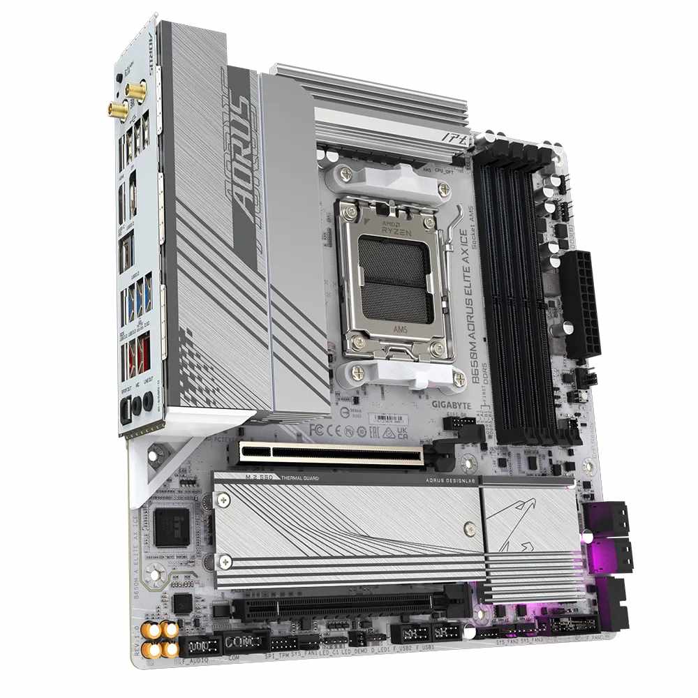 GIGABYTE MB Sc AM5 B650M AORUS ELITE AX ICE,  AMD B650,  4xDDR5,  1xDP,  1xHDMI,  WI-FI,  mATX2 