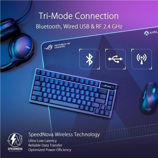 ASUS klávesnice ROG AZOTH,  mechanická,  Bluetooth,  US,  černá14 