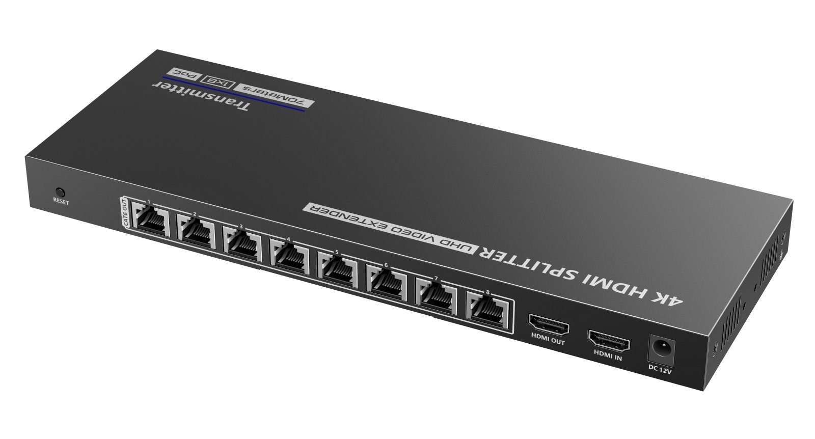 PREMIUMCORD HDMI 1-8 splitter+extender po CAT6/ 6a/ 7,  UHD 4K@30Hz až na 70m3 