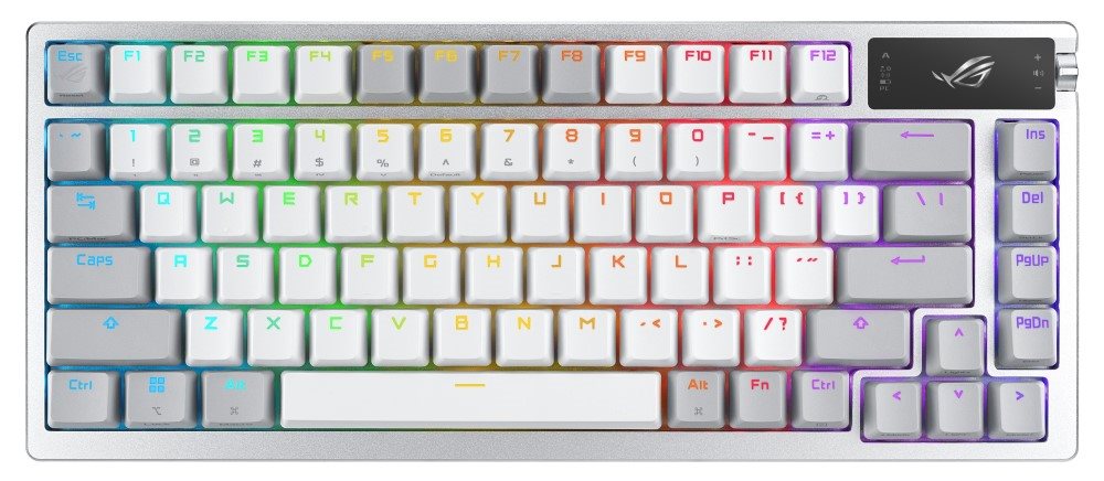 ASUS klávesnice ROG AZOTH Moonlight White,  mechanická,  Bluetooth,  US,  bílá1 